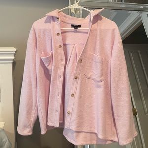 Baby pink long sleeve button down